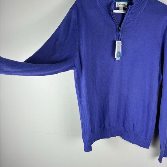 Foxcroft Pullover Half zip Sweater Woman’s XXL Supima Cotton Blue NWT Preppy - Picture 2 of 8